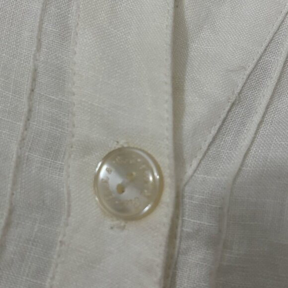 Peck And Peck Weekend Linen Collared Button Up Shirt 3/4 Sleeve Beige Size Large - Picture 7 of 12